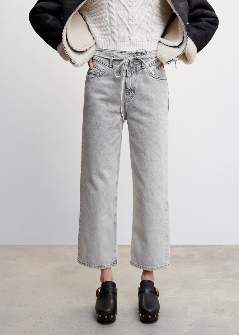 Bow cotton jeans